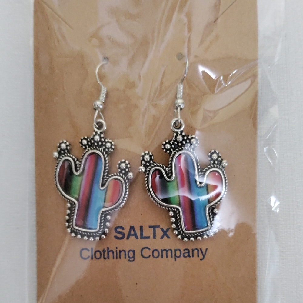 6400 SALTx Colorful Western Cactus Earrings NWT